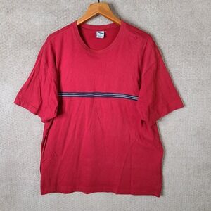 Vintage Old Navy Shirt Mens XL Red Blue Stripe Cotton Crew Neck Short Sleeve